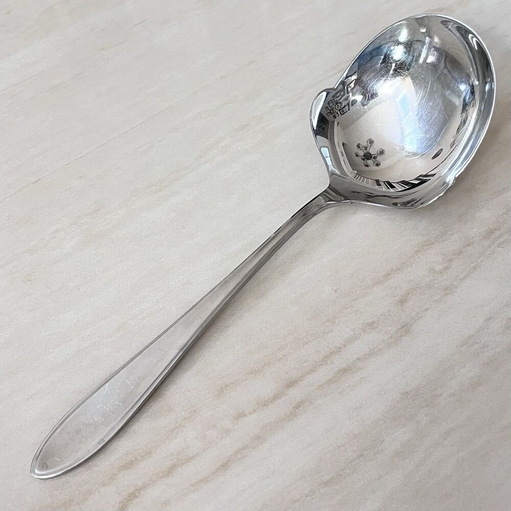 WMF Cromargan Germany Shadowpoint Solid Smooth Casserole Spoon 8 1/8” Stainless